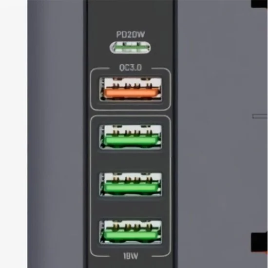 Porodo Multi-Port Power HUB 4 USB-A-USB-C Ultimate Home - Office Kit 2M - Gray